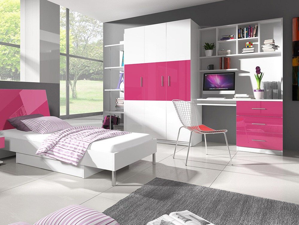 Desk Campus (White + Glossy white + Glossy pink)