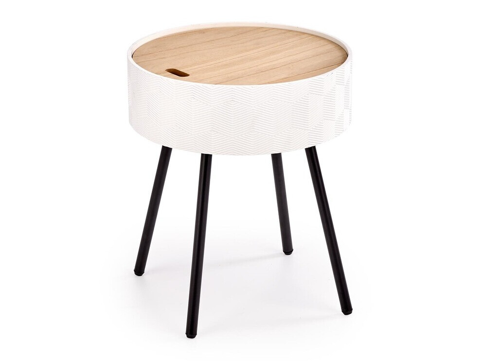 Side table Houston 606 (White + Light wood + Black)