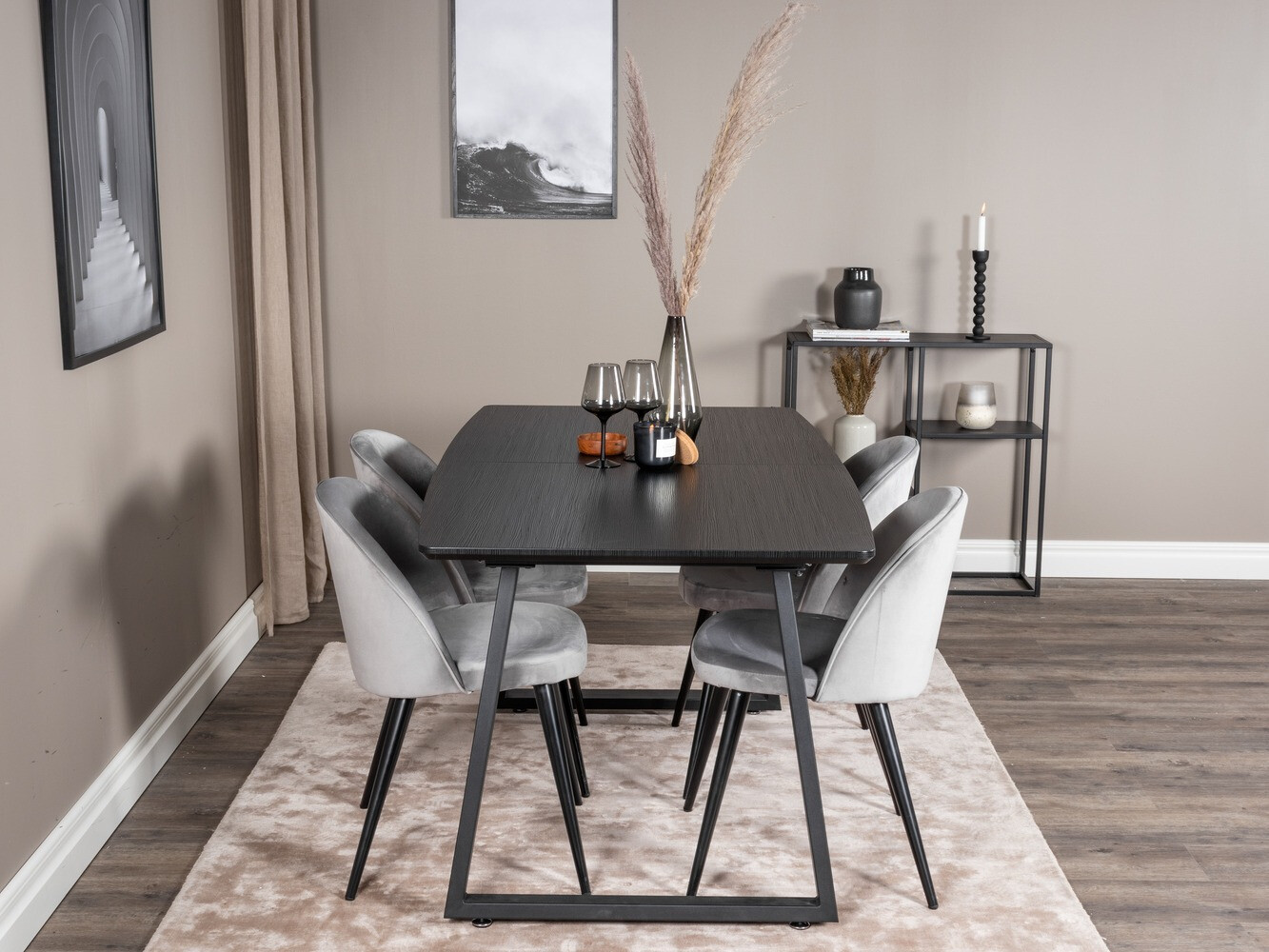 Dining set Dallas 1609 (Grey + Black)