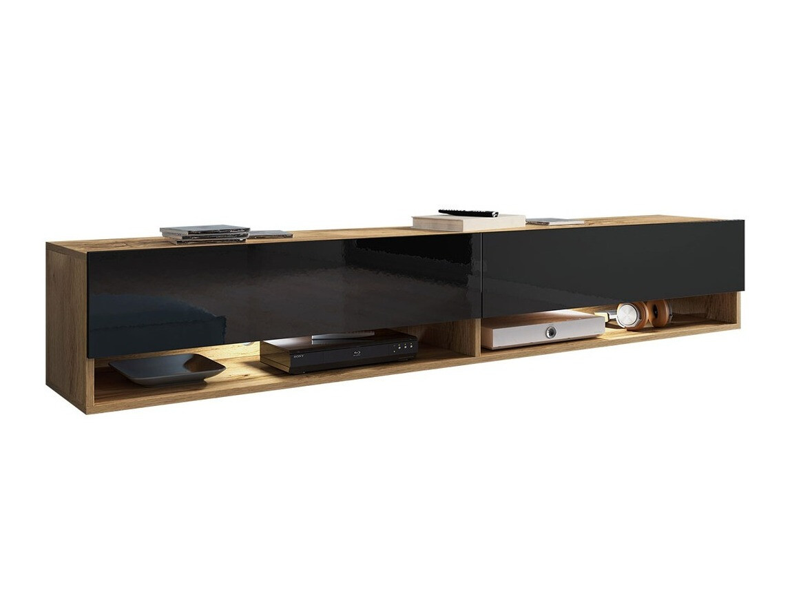 TV stand Sarasota 119 (Wotan Oak + Glossy black)