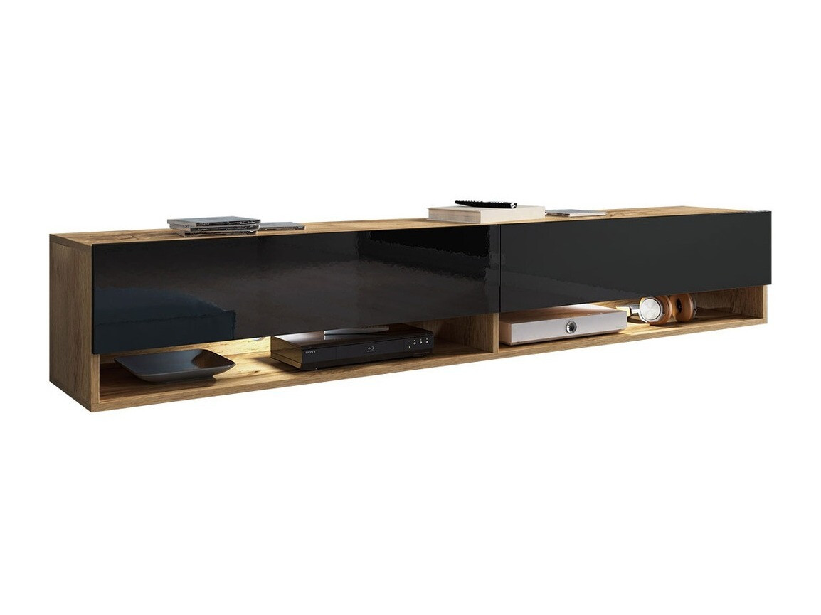 TV stand Sarasota 119 (Wotan Oak + Glossy black)