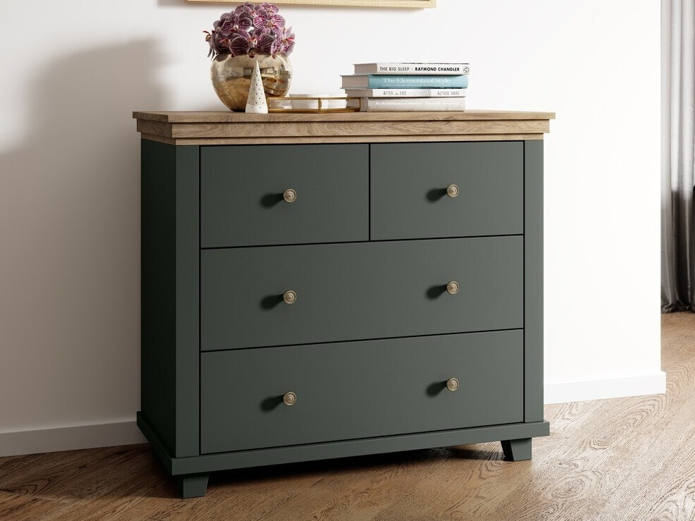 Chest of drawers Tolnue 118 (Dark green + Lefkas oak)