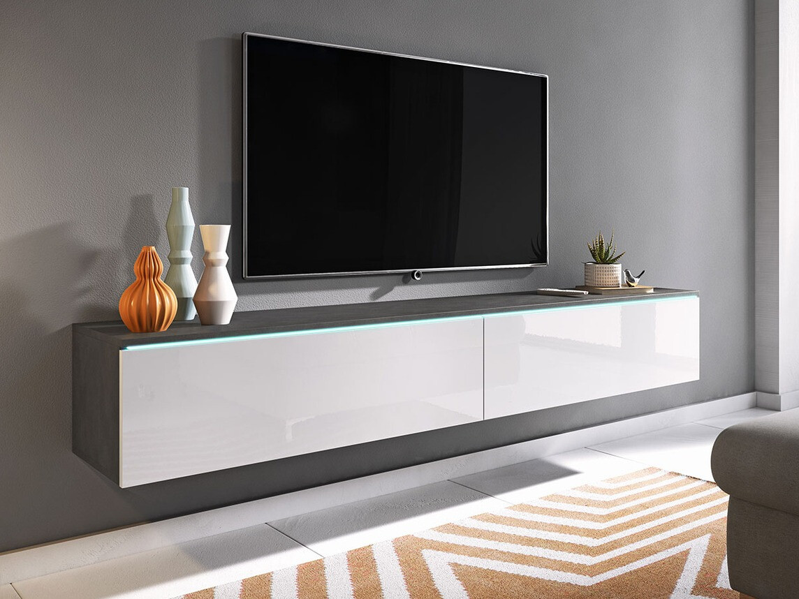 TV stand Scientia I (Matera grey + Glossy white)