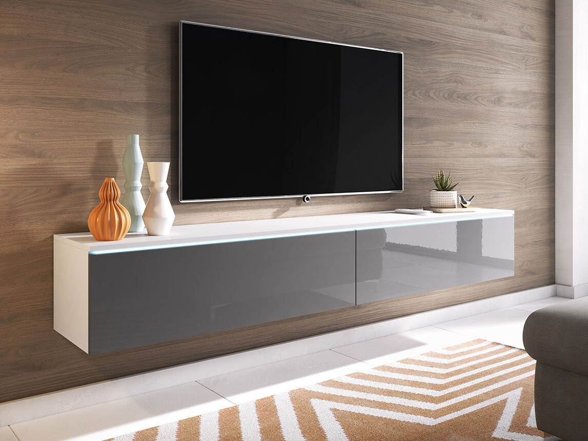 TV stand Scientia I (White + Gloss grey)