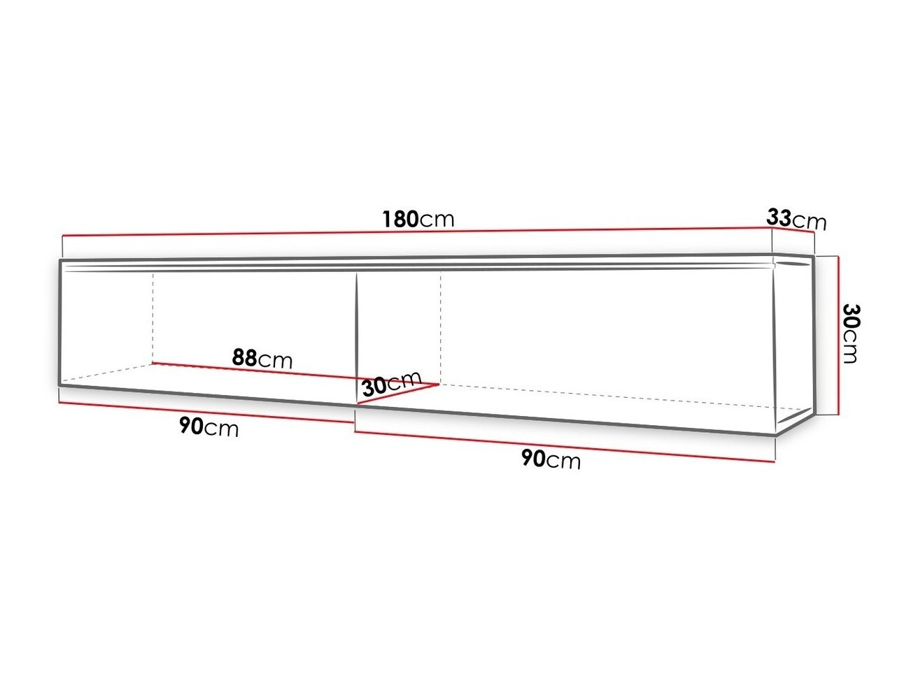 TV stand Scientia I (White + Gloss grey)