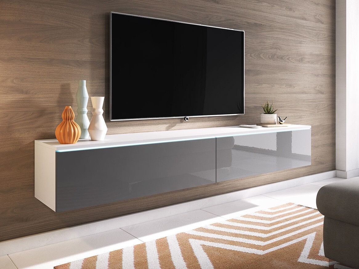 TV stand Scientia I (White + Gloss grey)