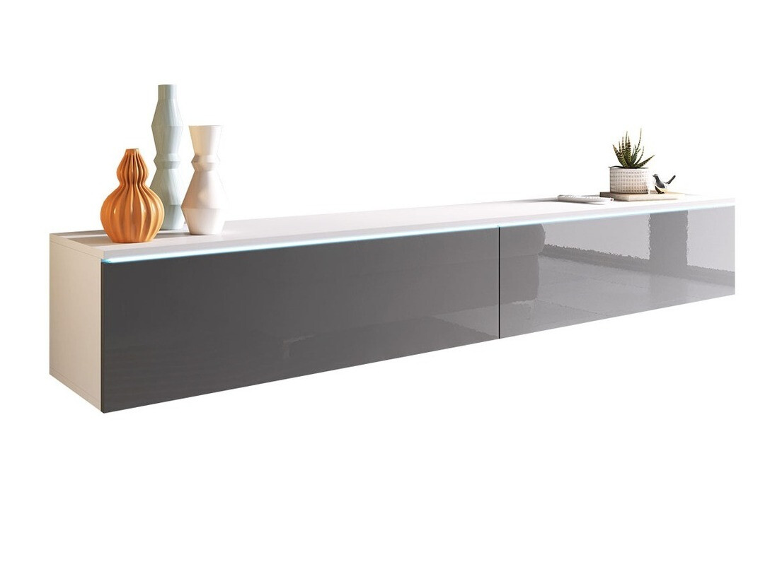 TV stand Scientia I (White + Glossy grey)