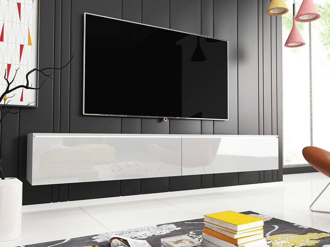 TV stand Scientia I (White + Glossy white)