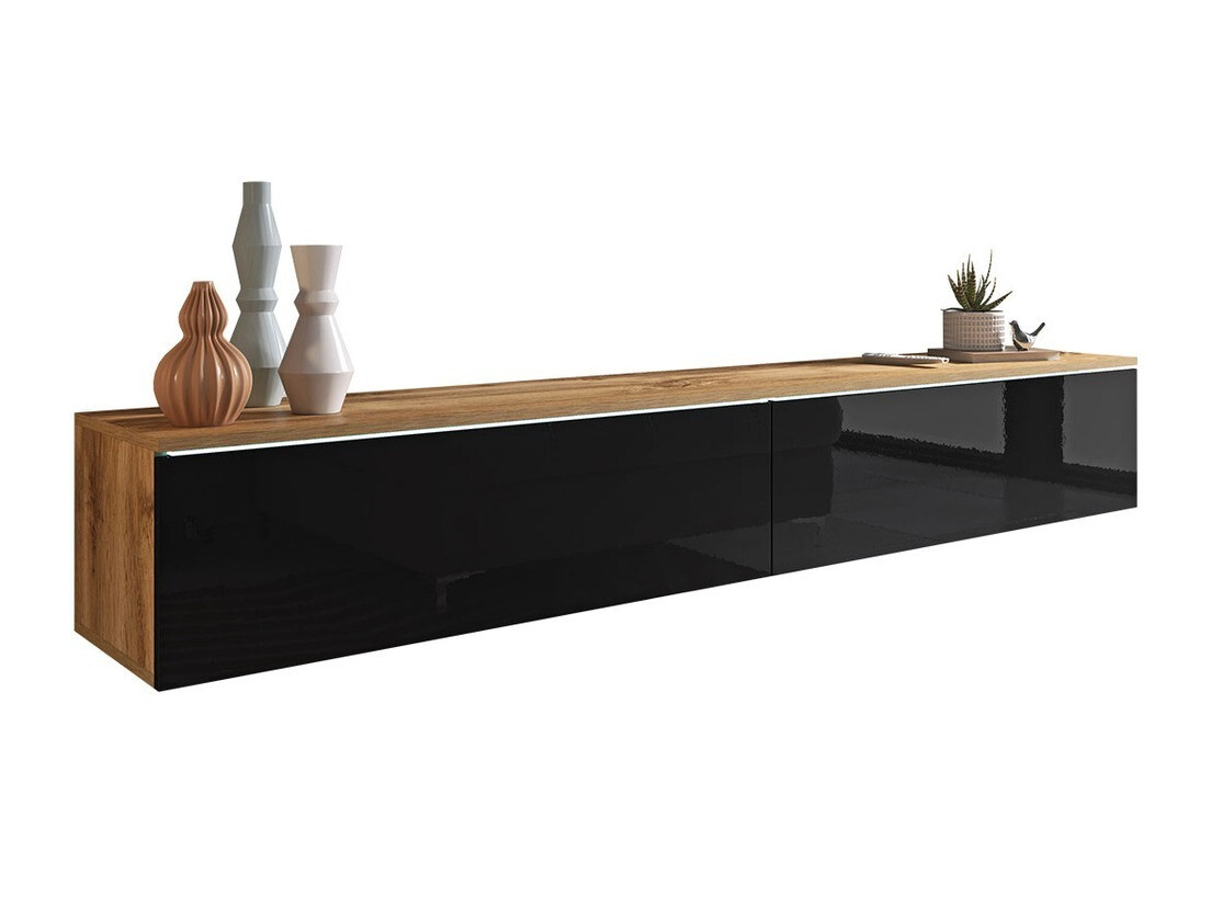 TV stand Scientia I (Wotan Oak + Glossy black)