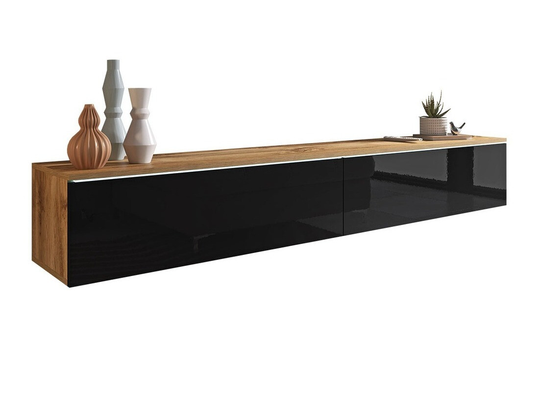 TV stand Scientia I (Wotan Oak + Glossy black)