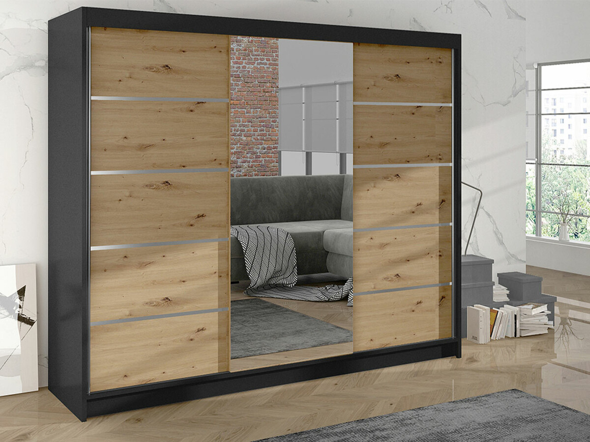 Wardrobe Closico 161 (Black + Artisan oak)