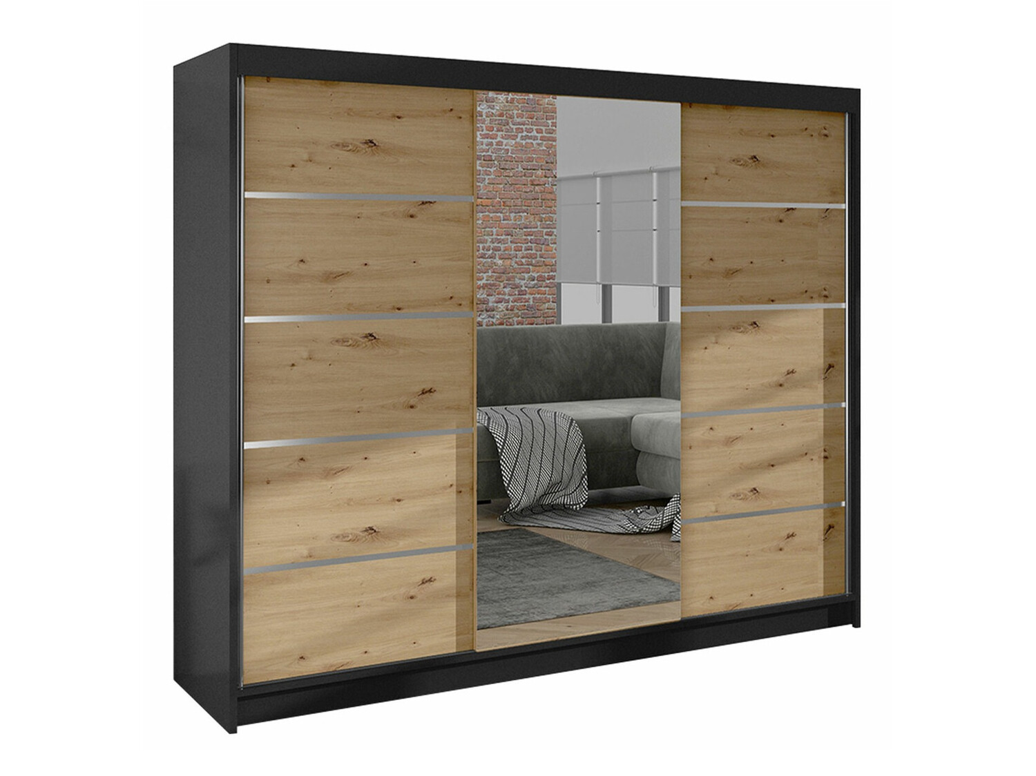 Wardrobe Closico Durion IV (Black + Artisan oak)