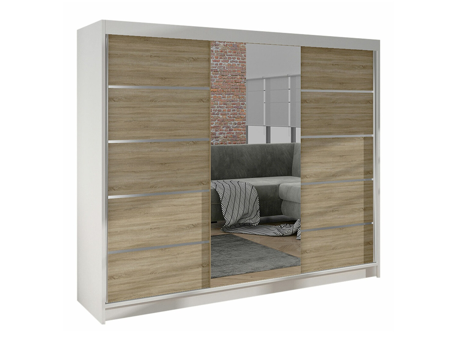 Wardrobe Closico Durion IV (White + Sonoma oak)