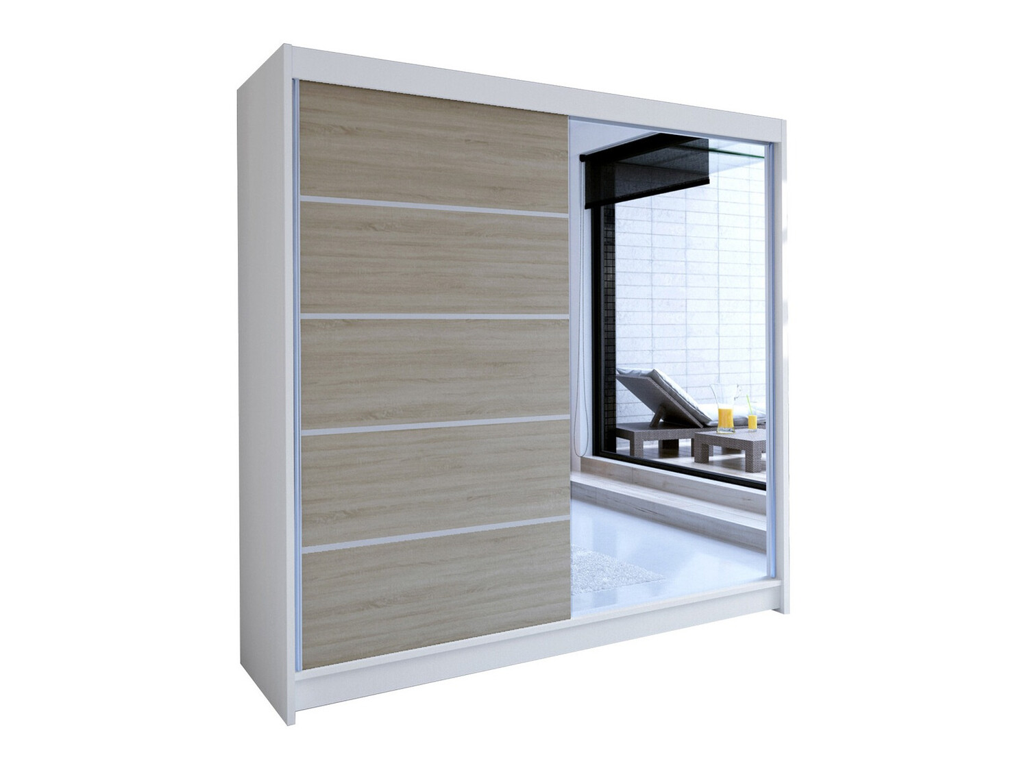 Wardrobe Closico Cavaris III (White + Sonoma oak)