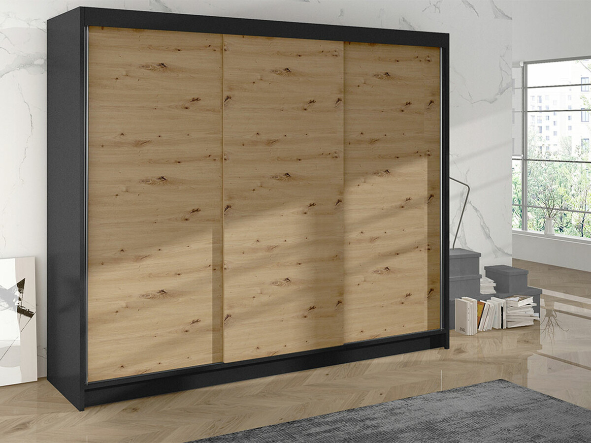 Wardrobe Closico 159 (Black + Artisan oak)