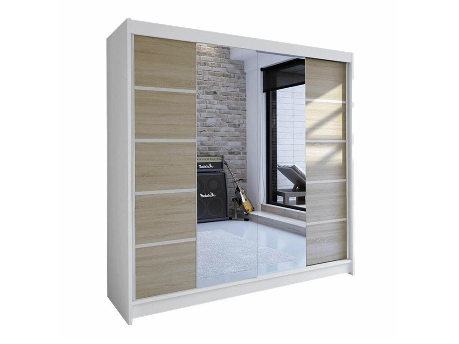 Wardrobe Closico Cavaris V (White + Sonoma oak)