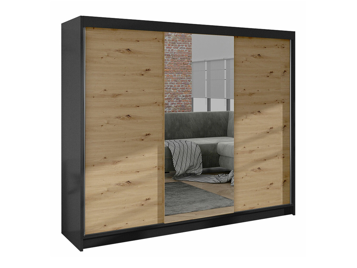 Wardrobe Closico Durion I (Black + Artisan oak)