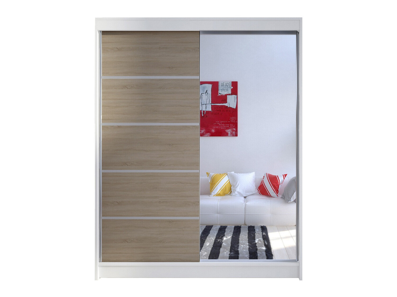 Wardrobe Closico Vastor III (White + Sonoma oak)