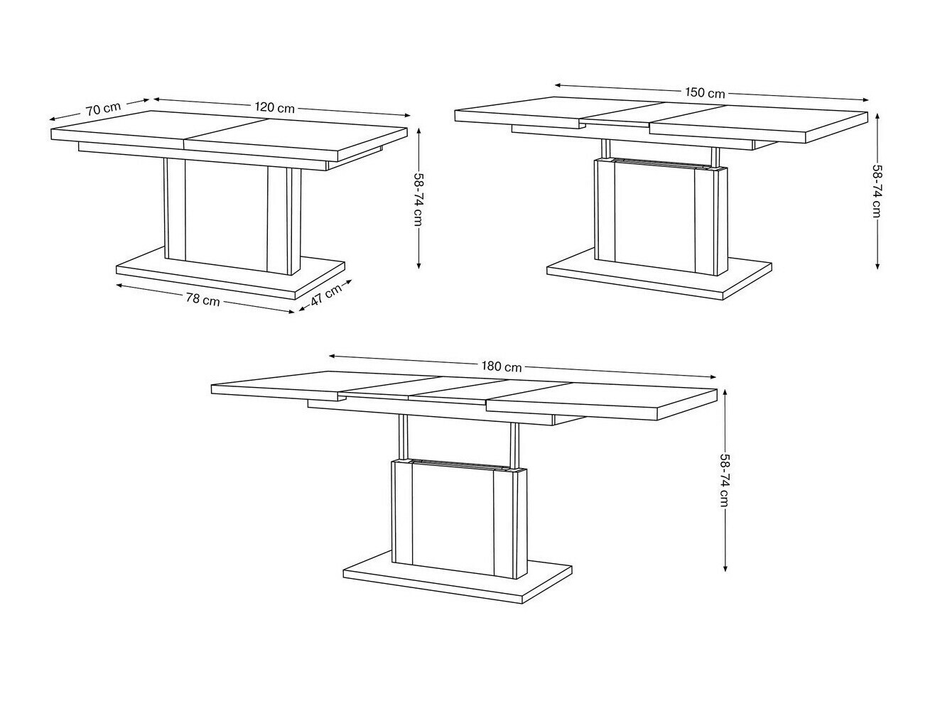 Transforming coffee table Glendale 103 (Sonoma oak + White)