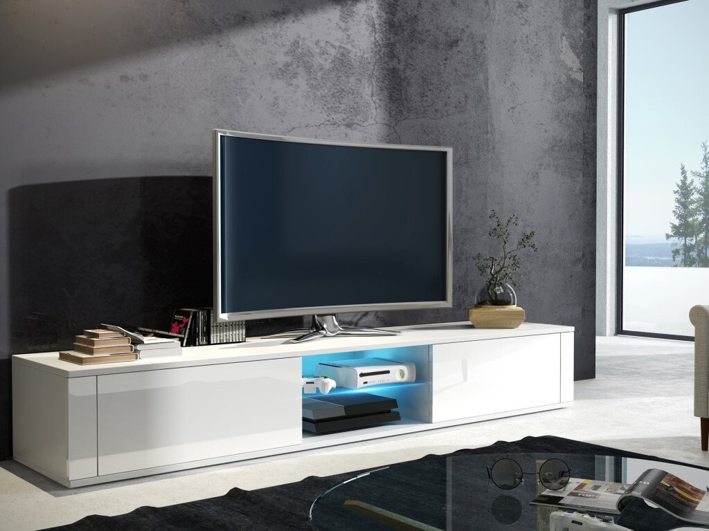TV stand Gilroy 104 (White + Glossy white)