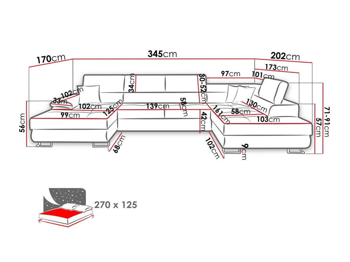 Corner sofa Comfivo Ruta V (Prestige 2765 Karo + Prestige 2765)
