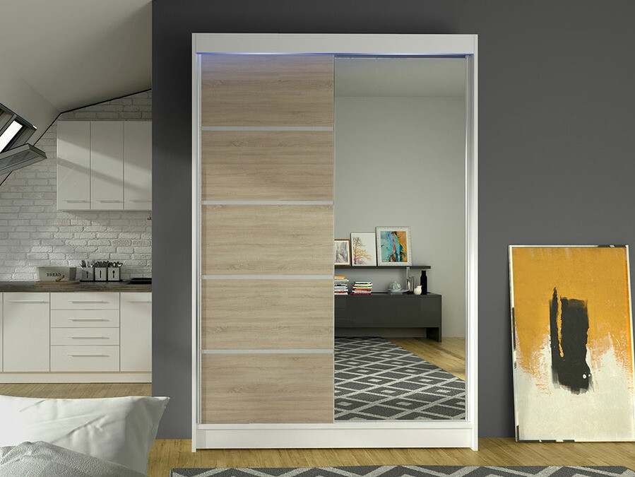 Wardrobe Closico Salvor III (White + Sonoma oak)