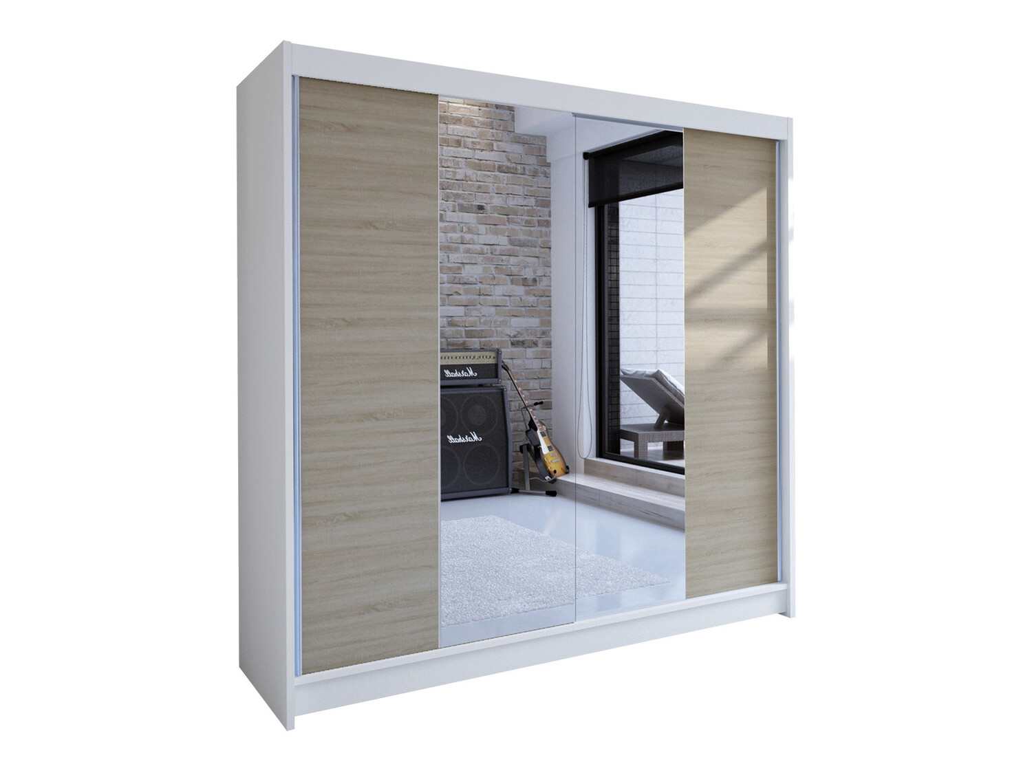 Wardrobe Closico Cavaris II (White + Sonoma oak)