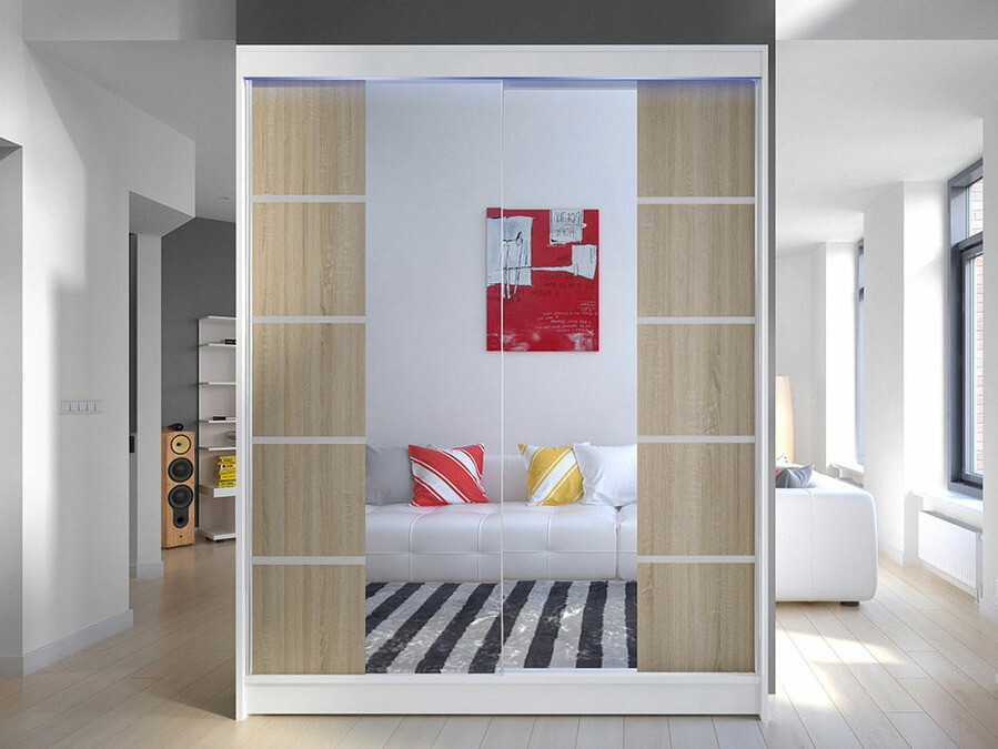 Wardrobe Closico Vastor V (White + Sonoma oak)
