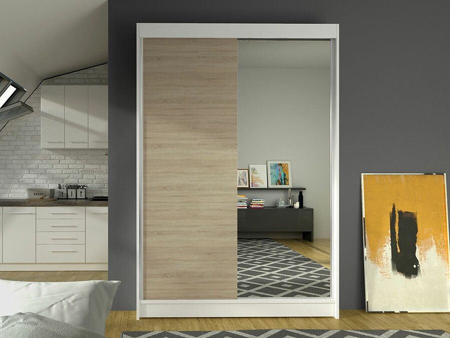 Wardrobe Closico Salvor I (White + Sonoma oak)