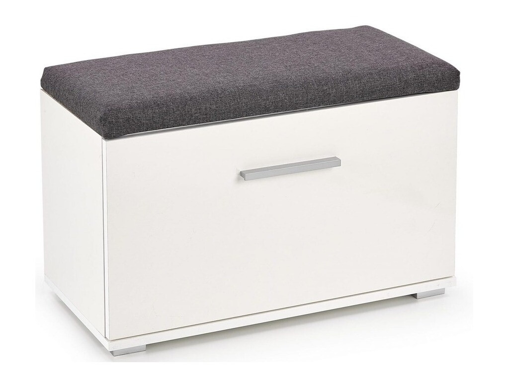 Shoe cabinet Cirveso 117 (White + Glossy white + Grey)