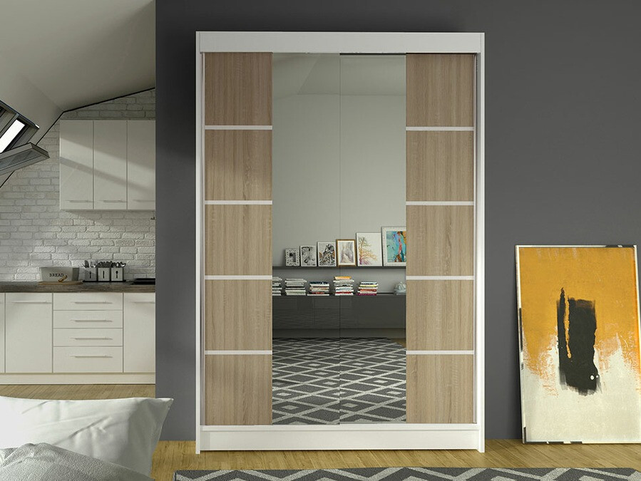Wardrobe Closico Salvor V (White + Sonoma oak)