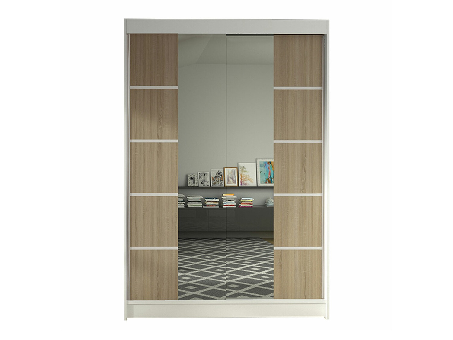 Wardrobe Closico Salvor V (White + Sonoma oak)