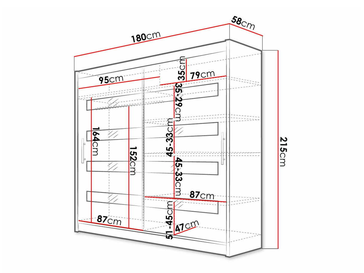 Wardrobe Closico Pallor XI (White + Glossy black)