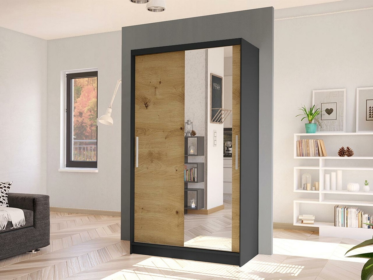 Wardrobe Closico Structor VI (Black + Artisan oak)