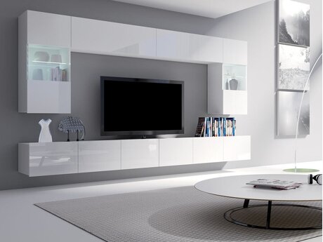 Living room set Tivdalu 105 (White + Glossy white)