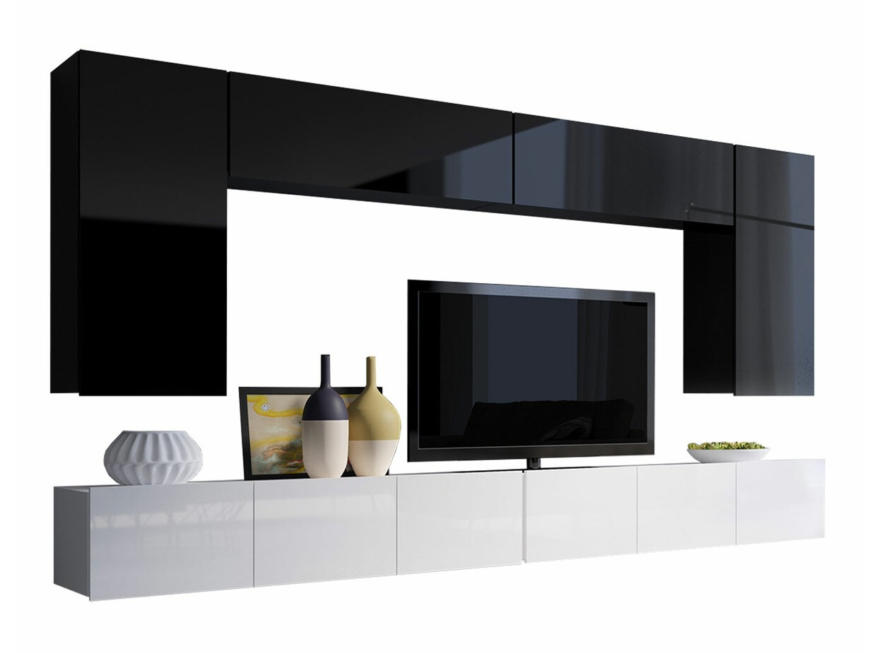 Living room set Remus XIII (Black + Glossy black + White + Glossy white)