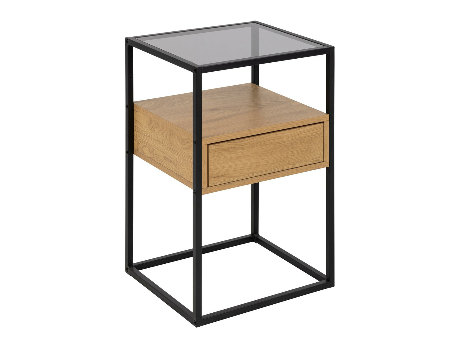 Bedside table Norsica 695 (Black + Wild oak)