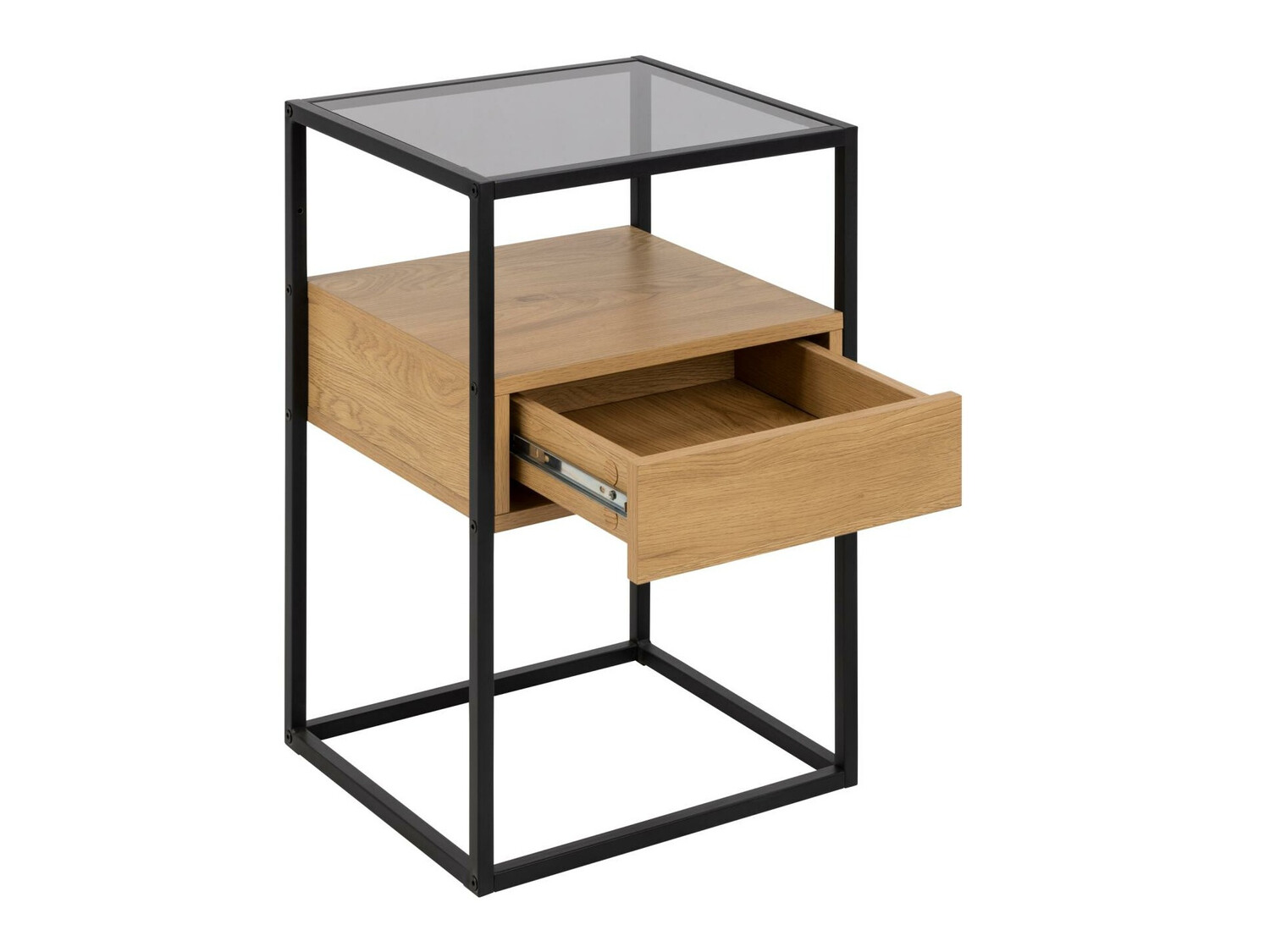 Bedside table Norsica 695 (Black + Wild oak)