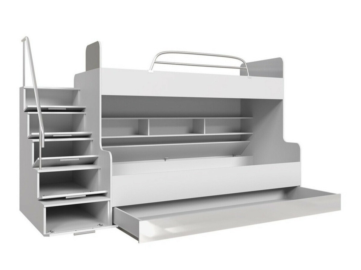 Bunk bed Campus (White + Glossy white + Gloss grey)
