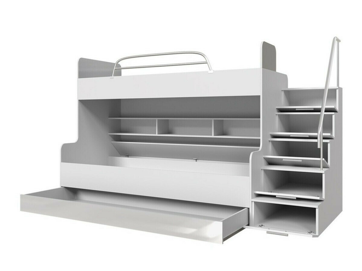 Bunk bed Campus (White + Glossy white + Gloss grey)