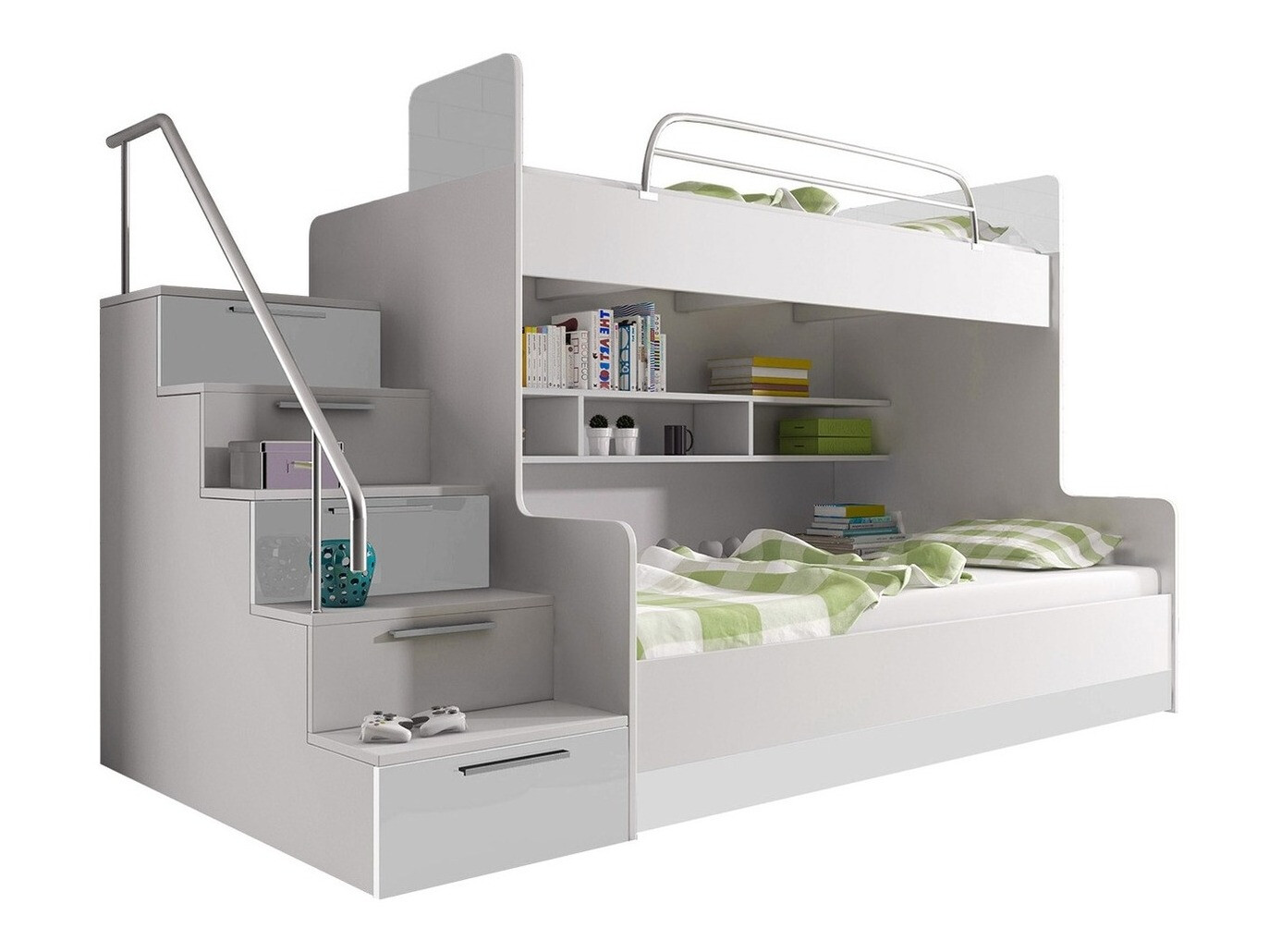 Bunk bed Campus (White + Glossy white)
