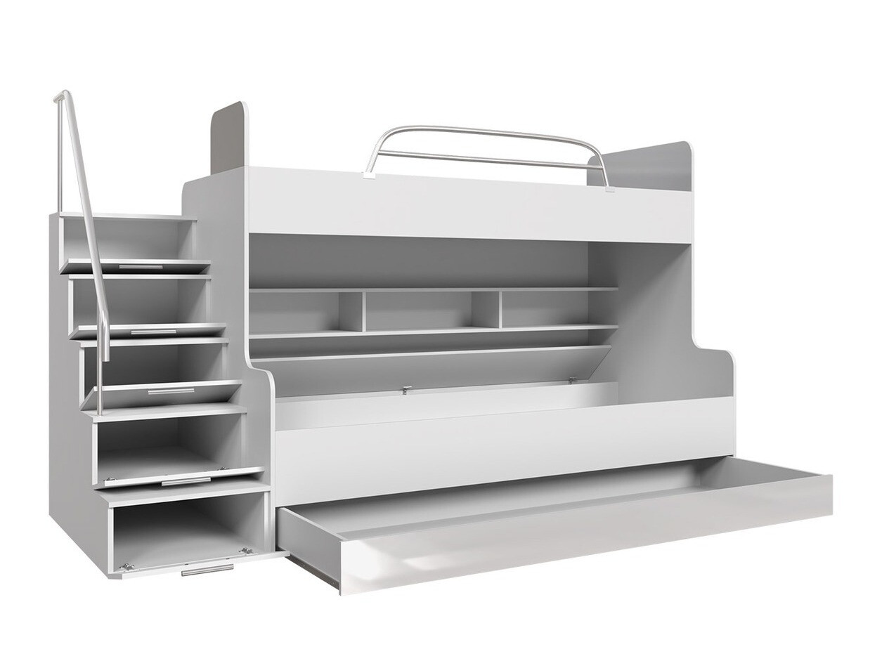Bunk bed Campus (White + Glossy white)