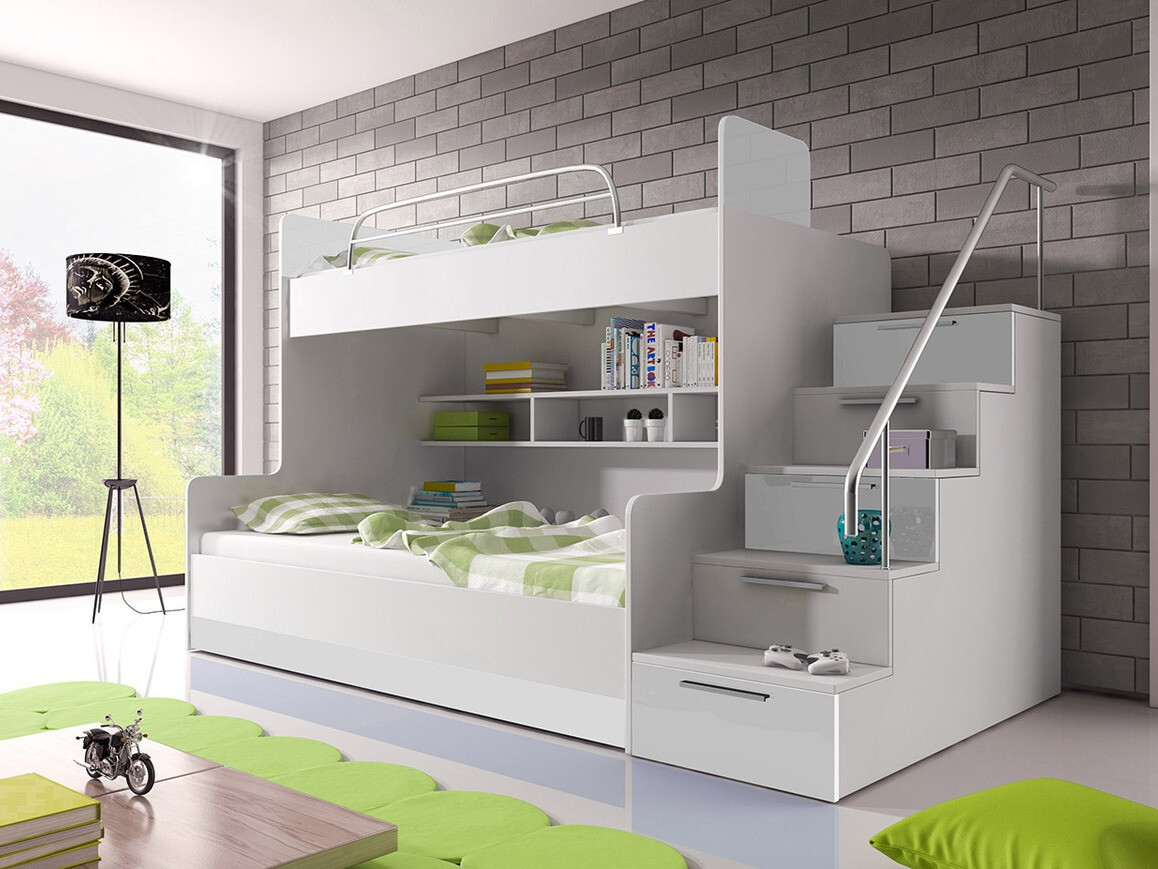 Bunk bed Campus (White + Glossy white)