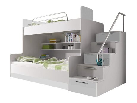 Bunk bed Salmere 111 (White + Glossy white)