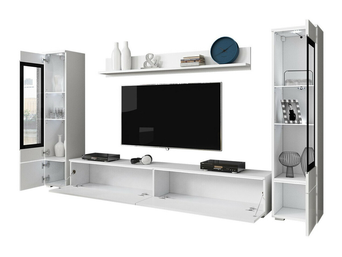 Living room set Mirfivo 101 (Concrete + Glossy white)