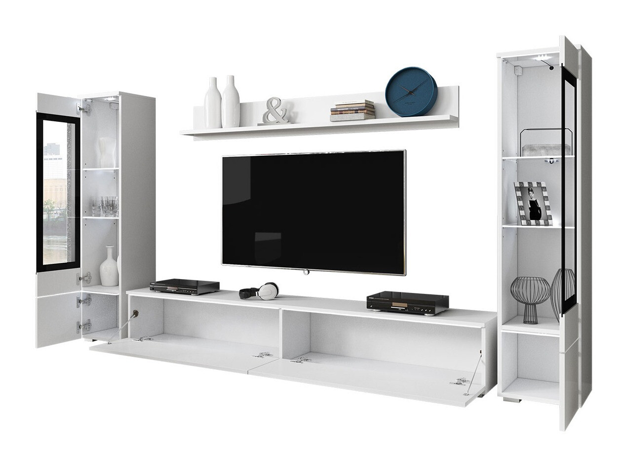 Living room set Mirfivo 101 (White + Glossy white)