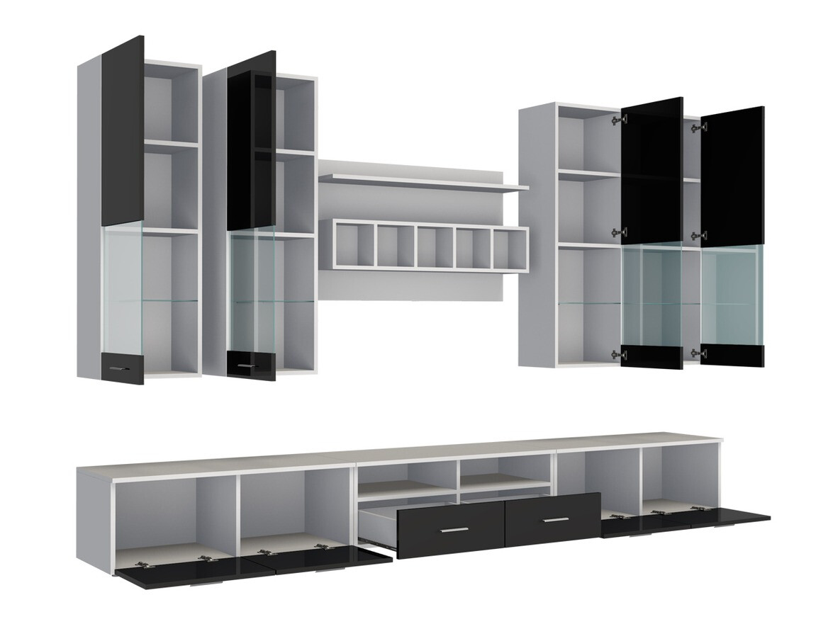 Living room set Caelum (White + Gloss grey)