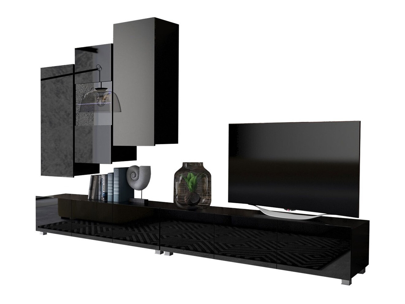 Living room set Remus XVII (Black + Glossy black)