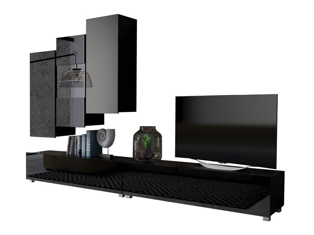 Living room set Remus XVII (Black + Glossy black)