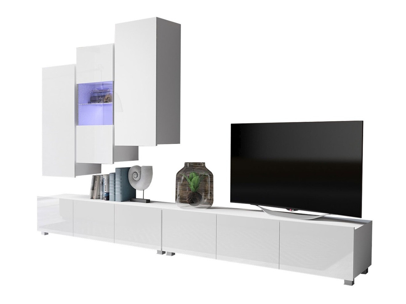 Living room set Remus XVII (White + Glossy white)
